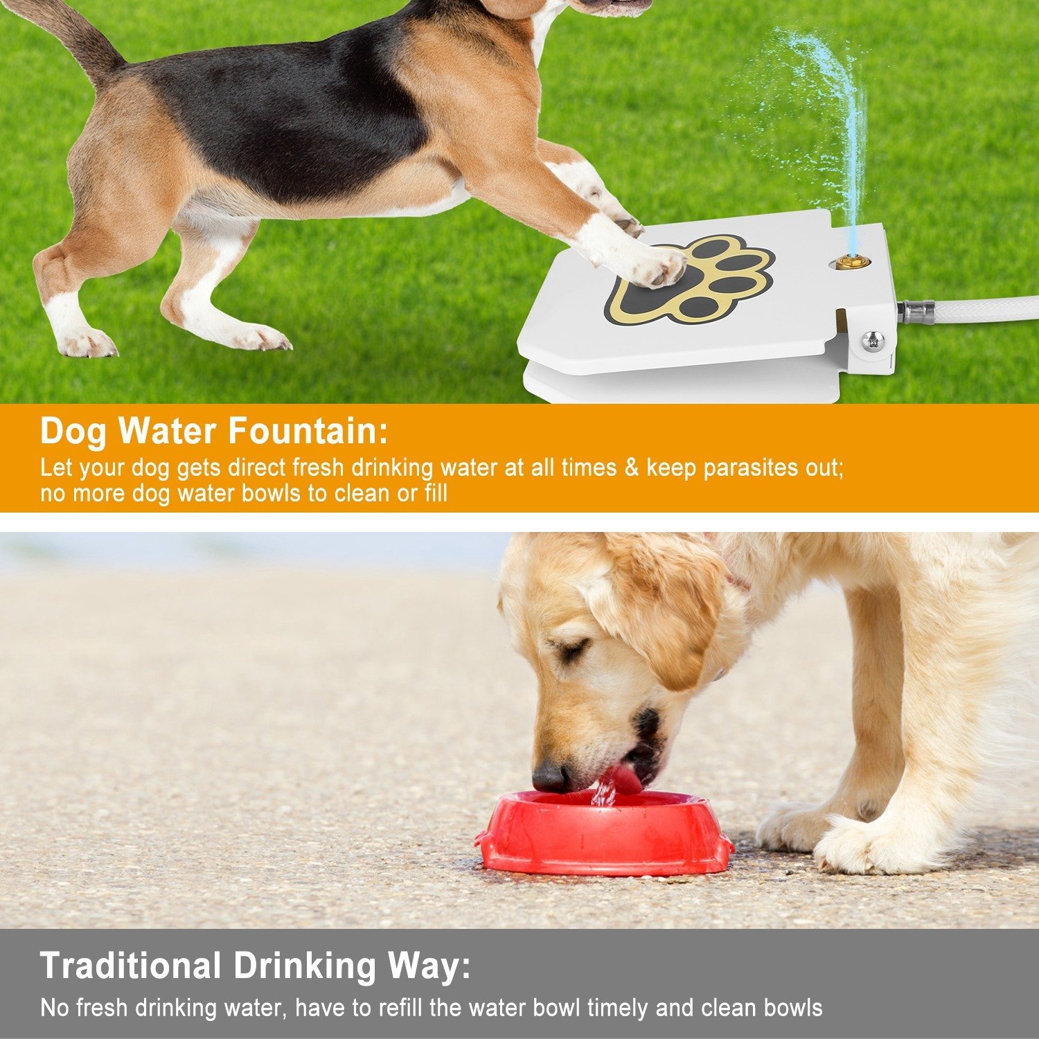 1 Fontaine à eau pour chien (extérieur) – Distributeur d'eau activé par pression de la patte avec valve à pédale interactive - Image 3