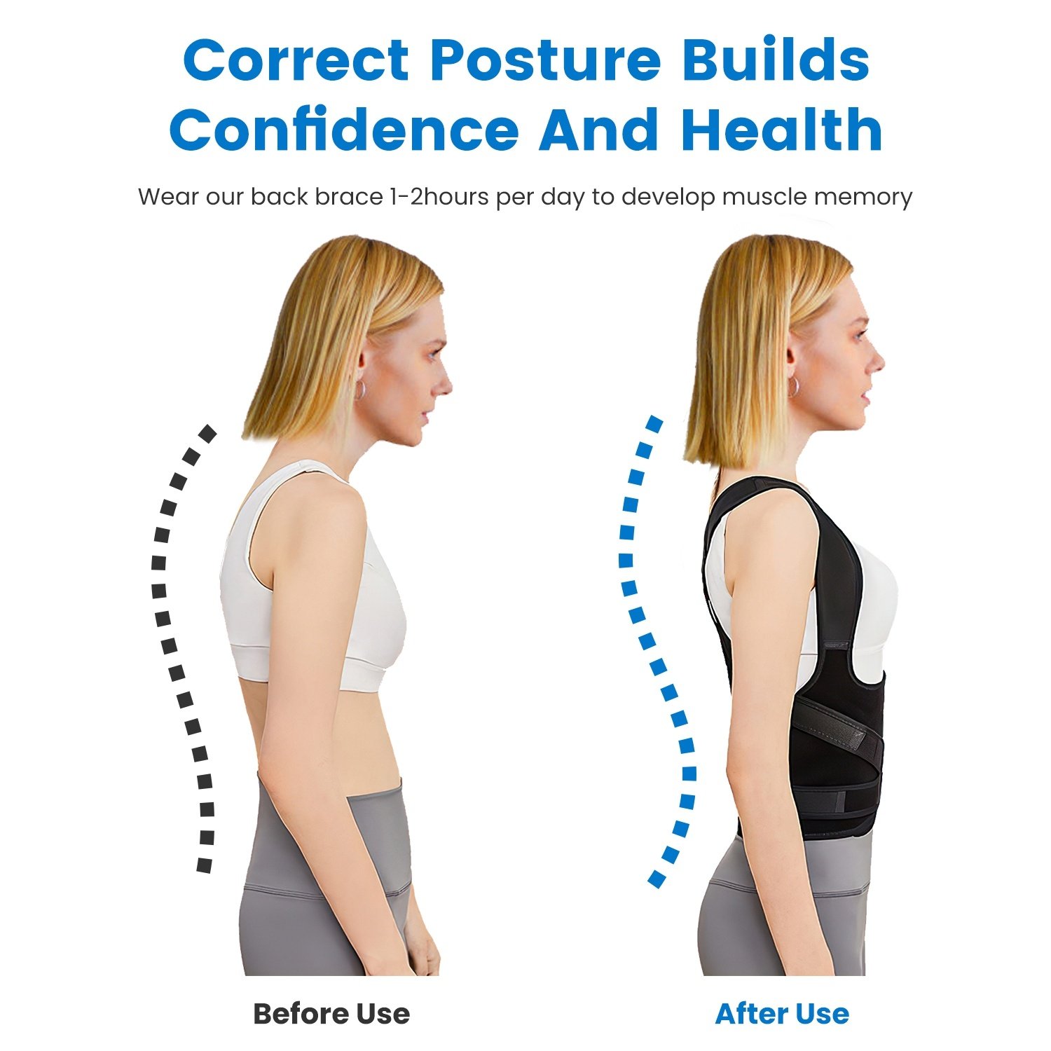 Correcteur de posture réglable pour hommes et femmes (3 tailles disponibles) – Redresse-dos pour corriger la cyphose et l'affaissement des épaules – Invisible sous les vêtements – Soulagement des douleurs du haut du dos - Image 9