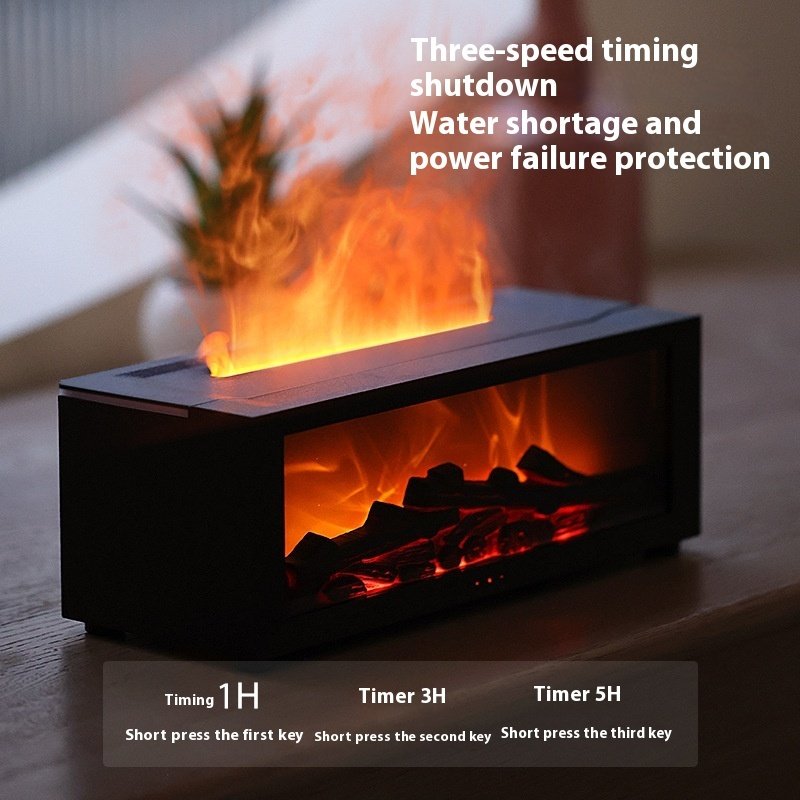 Diffuseur d'huiles essentielles effet flamme avec éclairage multicolore – Humidificateur domestique à grand débit de brume et effet cheminée 3D - Image 9
