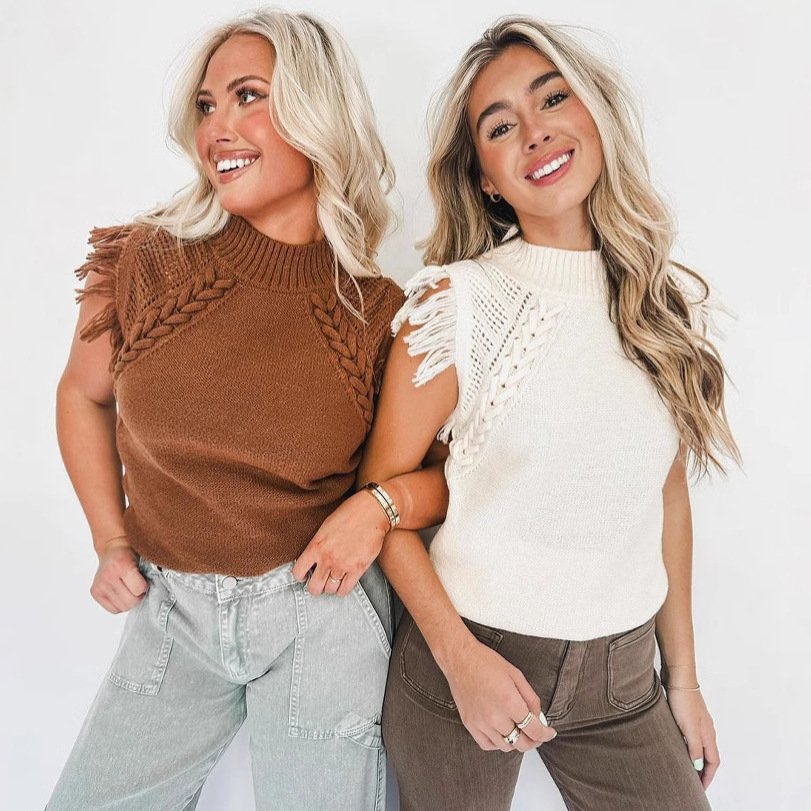 Gilet-pull sans manches en maille décontractée - Image 6