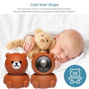 Caméra IP Wi-Fi 1080P en forme d'ours avec suivi automatique et vision nocturne infrarouge – Caméra de sécurité domestique