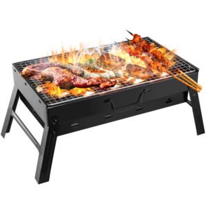 1 barbecue portable pliable au charbon de bois – Fumoir léger pour camping, pique-nique et jardin