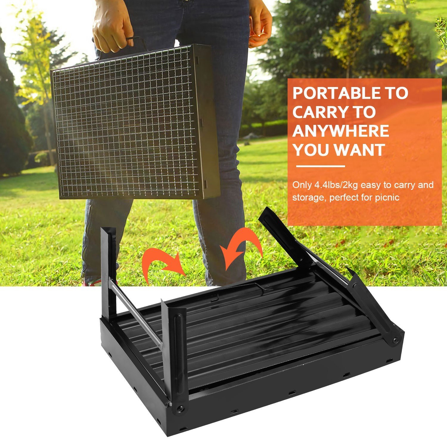 1 barbecue portable pliable au charbon de bois – Fumoir léger pour camping, pique-nique et jardin - Image 7