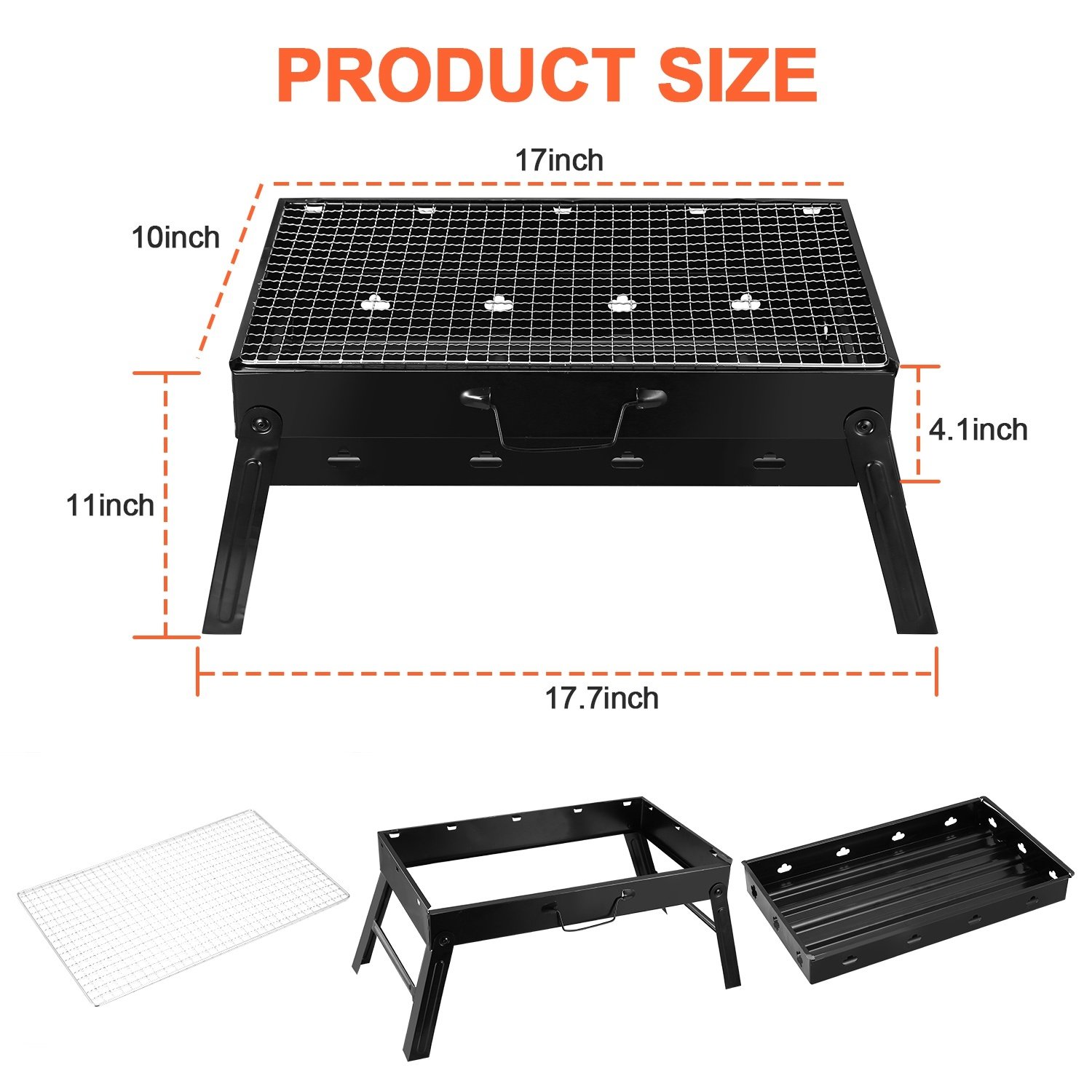 1 barbecue portable pliable au charbon de bois – Fumoir léger pour camping, pique-nique et jardin - Image 5