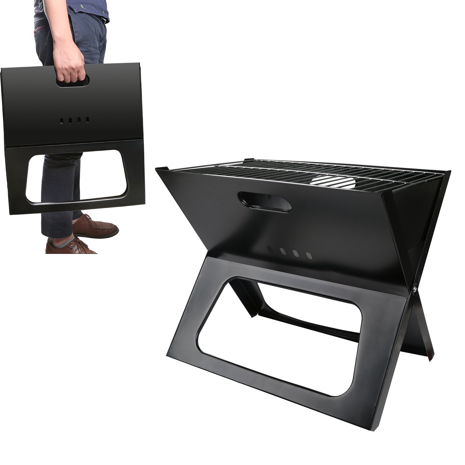 1 barbecue portable pliable au charbon de bois – Idéal pour le camping, le jardin, les voyages et l'extérieur - Image 10