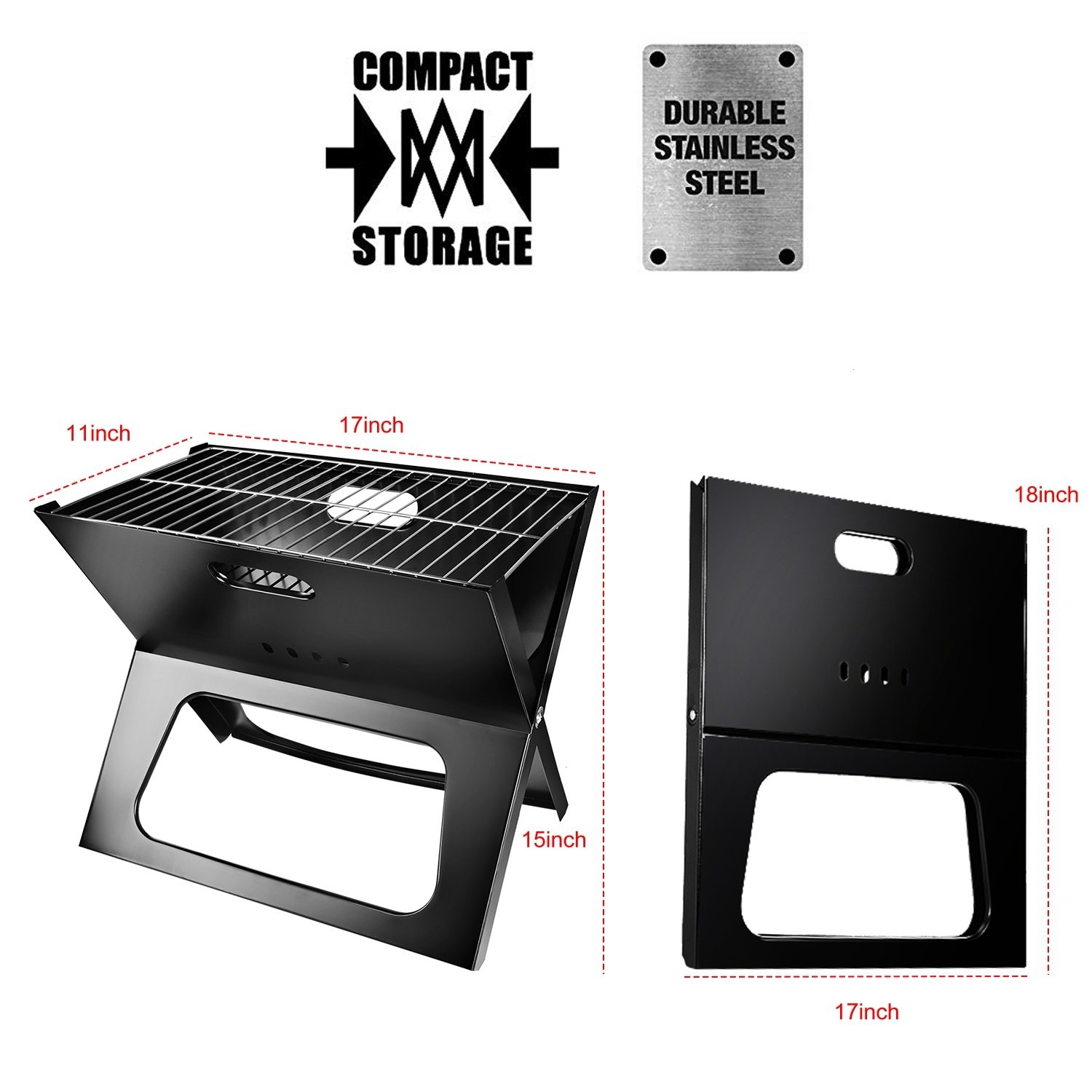 1 barbecue portable pliable au charbon de bois – Idéal pour le camping, le jardin, les voyages et l'extérieur - Image 6