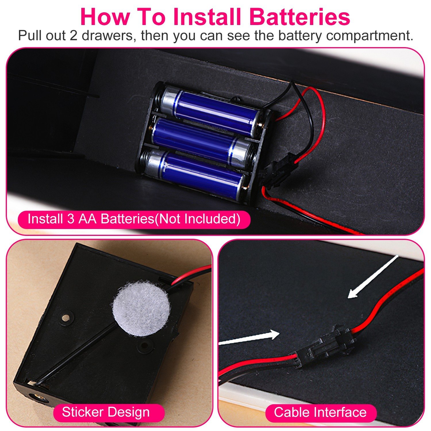 Coffret à bijoux avec miroir LED et 3 niveaux de rangement (dont 2 tiroirs) – Organisateur en similicuir avec éclairage réglable (3 teintes) – Pour boucles d'oreilles, bagues, bracelets et colliers. - Image 4