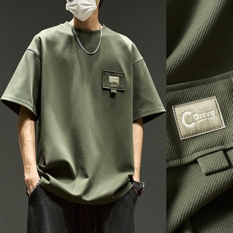 Vêtement d'été pour homme à manches courtes en maille gaufrée, style américain - Image 8