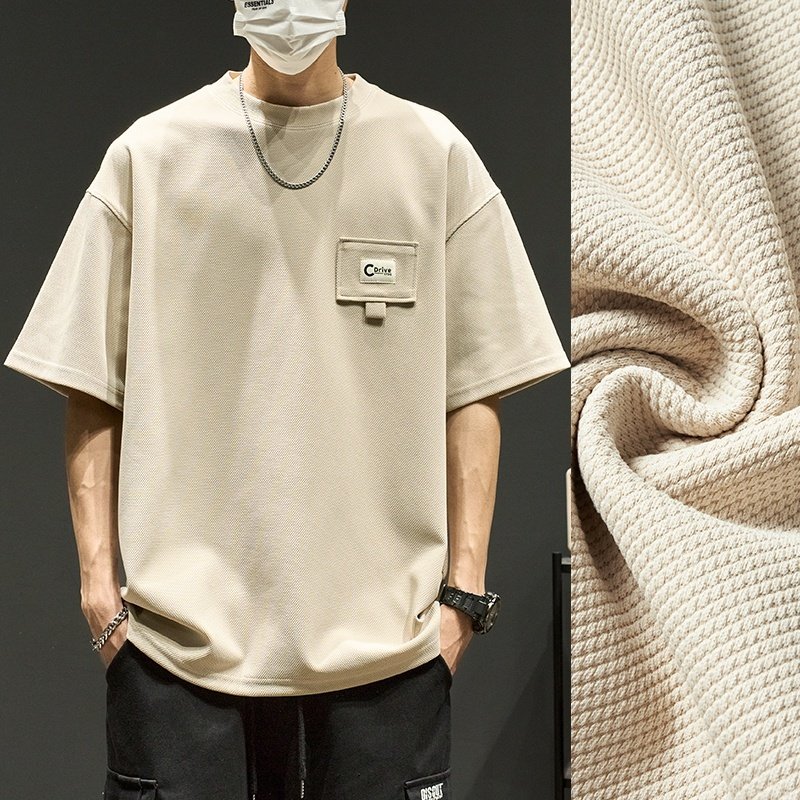 Vêtement d'été pour homme à manches courtes en maille gaufrée, style américain - Image 6