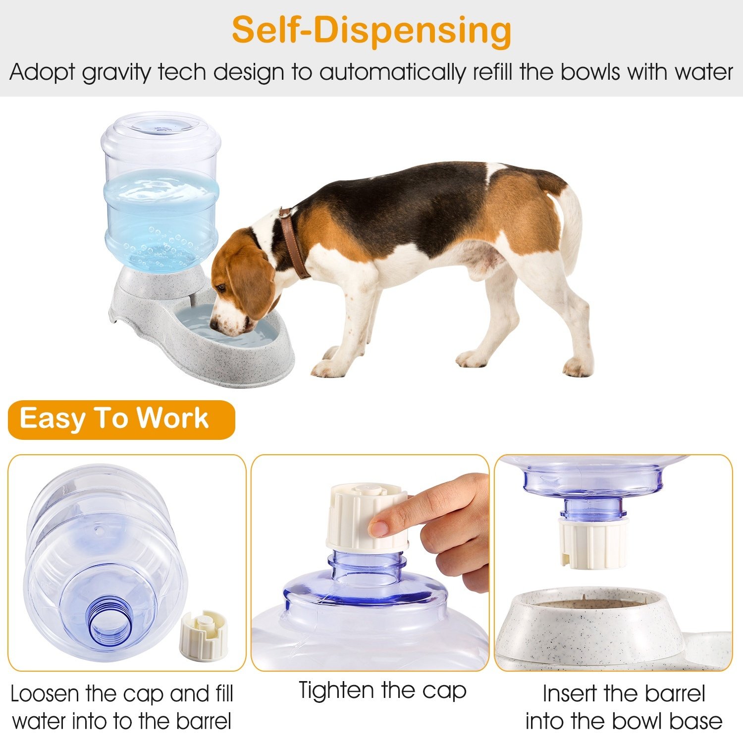 Distributeur d'eau pour animaux 3,5 L (1 gallon) – Abreuvoir automatique par gravité pour chiens et chats - Image 5
