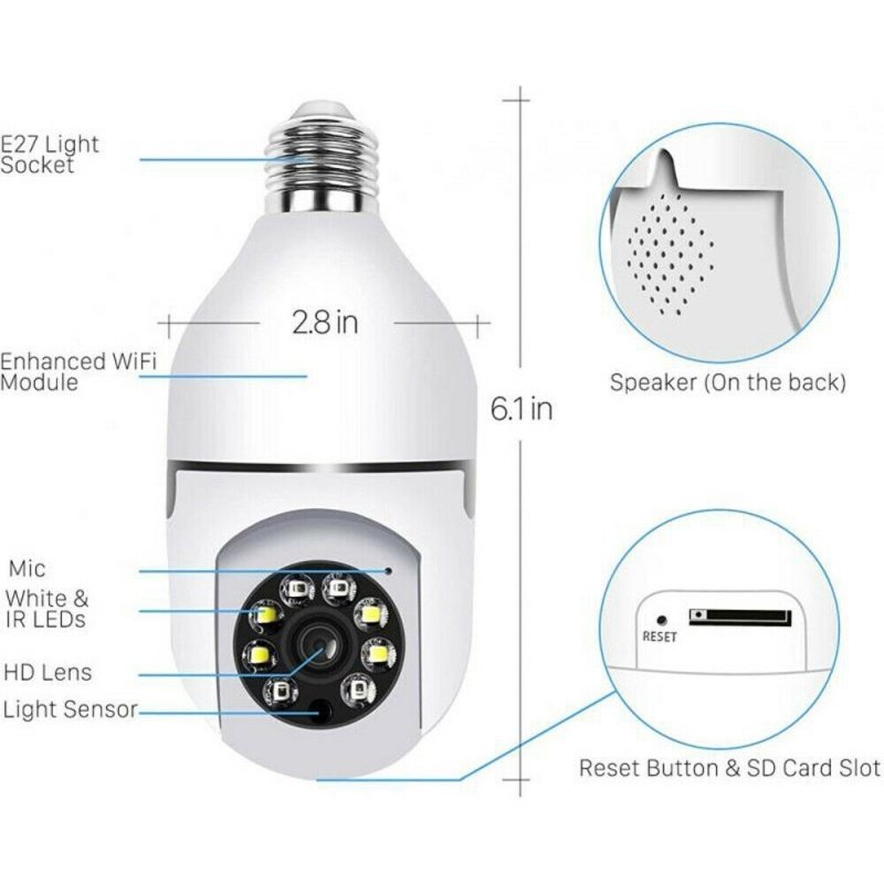 Caméra ampoule E27 infrarouge 1080P HD sans fil Wi-Fi pour la sécurité de la maison connectée - Image 7