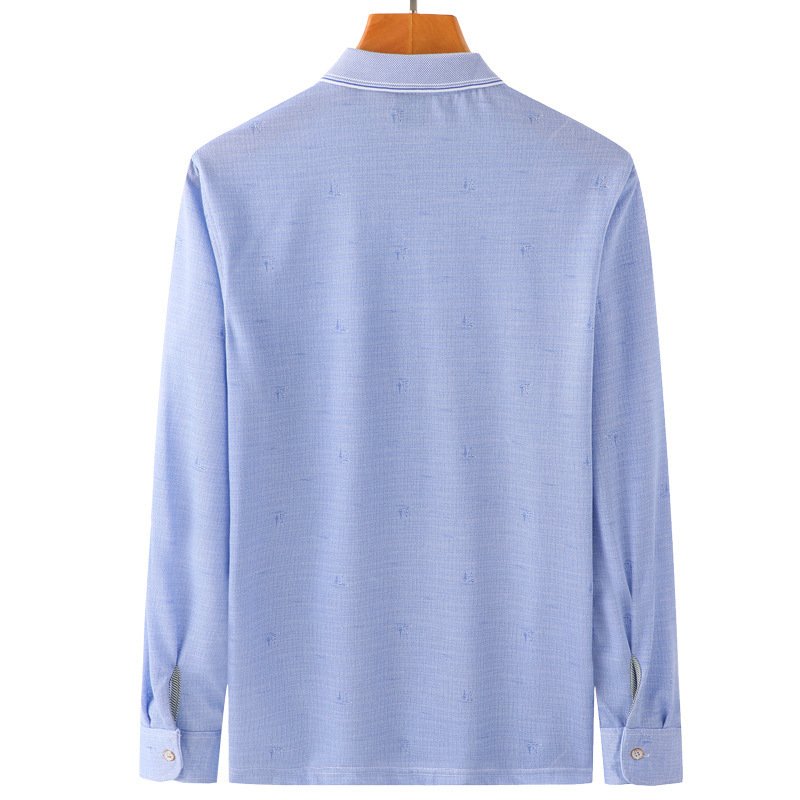 Papa porte un t-shirt à manches longues avec un col fin, adapté au printemps et à l'automne. - Image 4