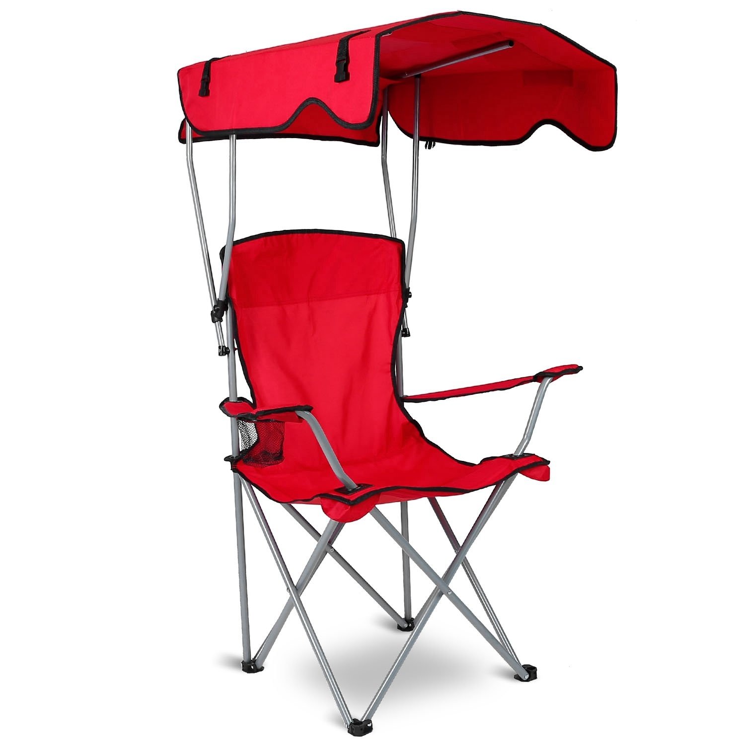 1 chaise de camping pliable avec auvent et porte-gobelet, charge maximale de 150 kg (330 lb), se replie en sac de transport, expédition FedEx - Image 3
