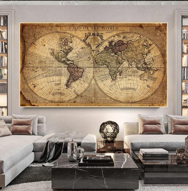 Toile peinte représentant la Terre – Affiche décorative pour salon - Image 3