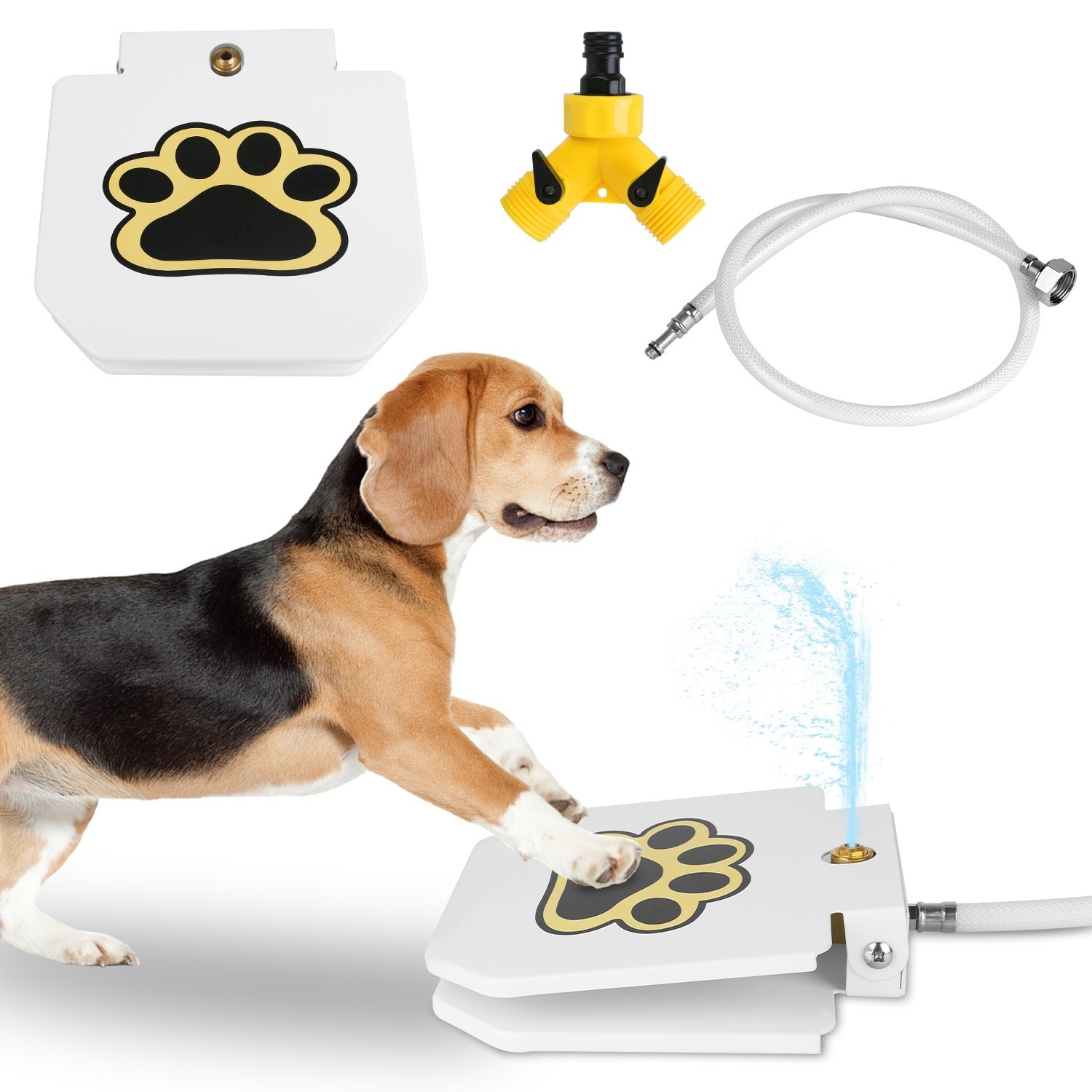 1 Fontaine à eau pour chien (extérieur) – Distributeur d'eau activé par pression de la patte avec valve à pédale interactive