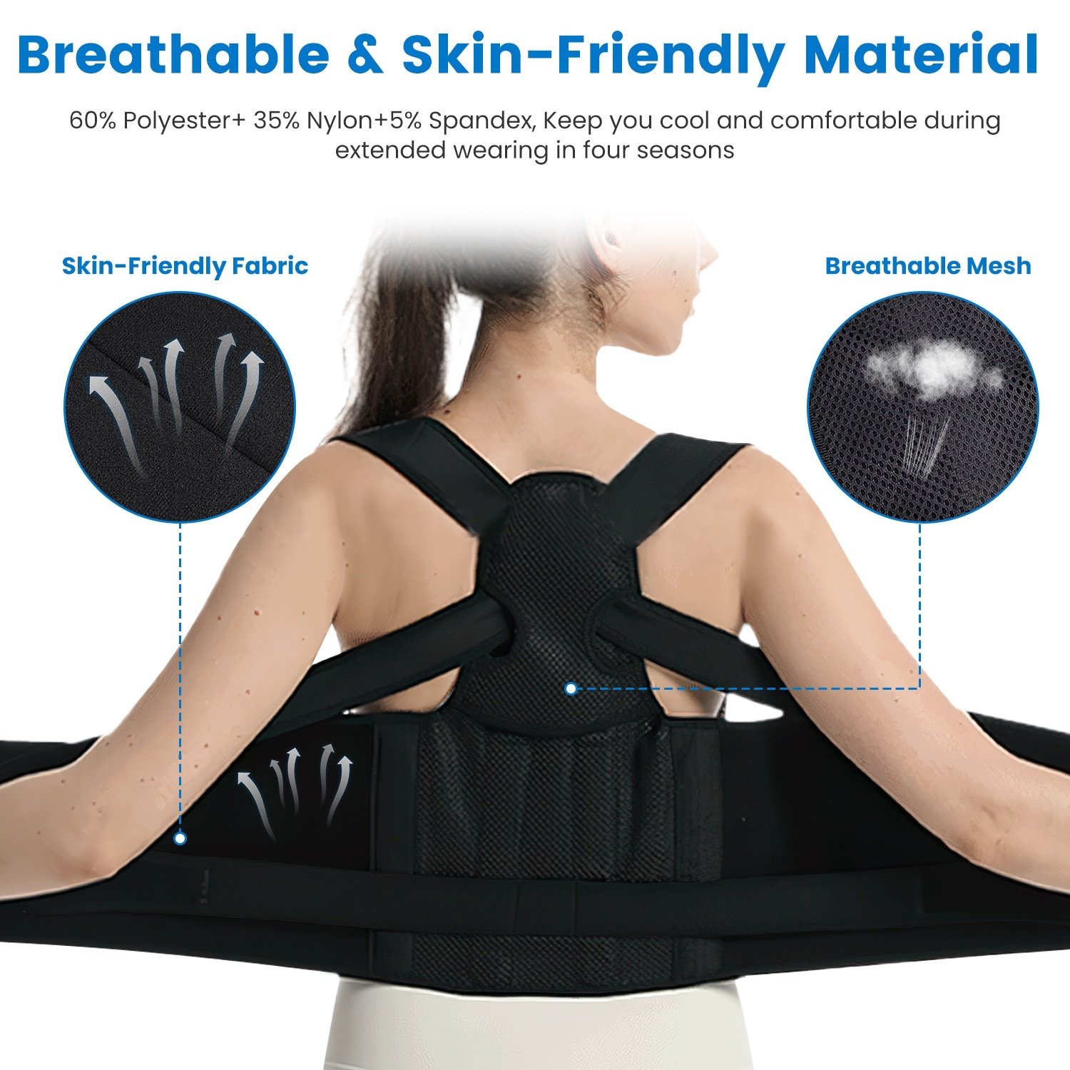 Correcteur de posture réglable pour hommes et femmes (3 tailles disponibles) – Redresse-dos pour corriger la cyphose et l'affaissement des épaules – Invisible sous les vêtements – Soulagement des douleurs du haut du dos - Image 10