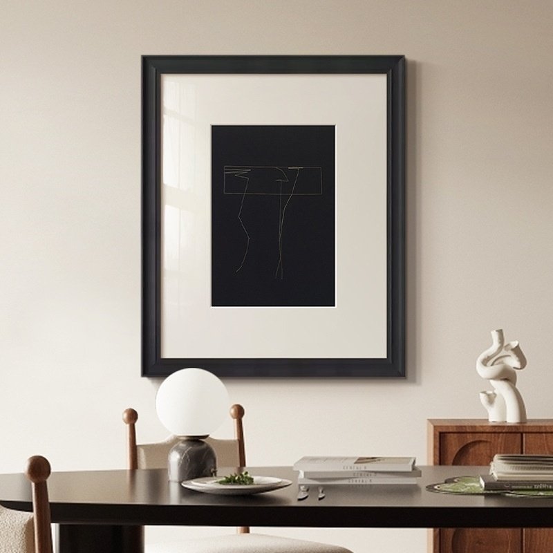 Tableau abstrait haut de gamme à lignes noires et blanches – Décoration murale rétro - Image 7