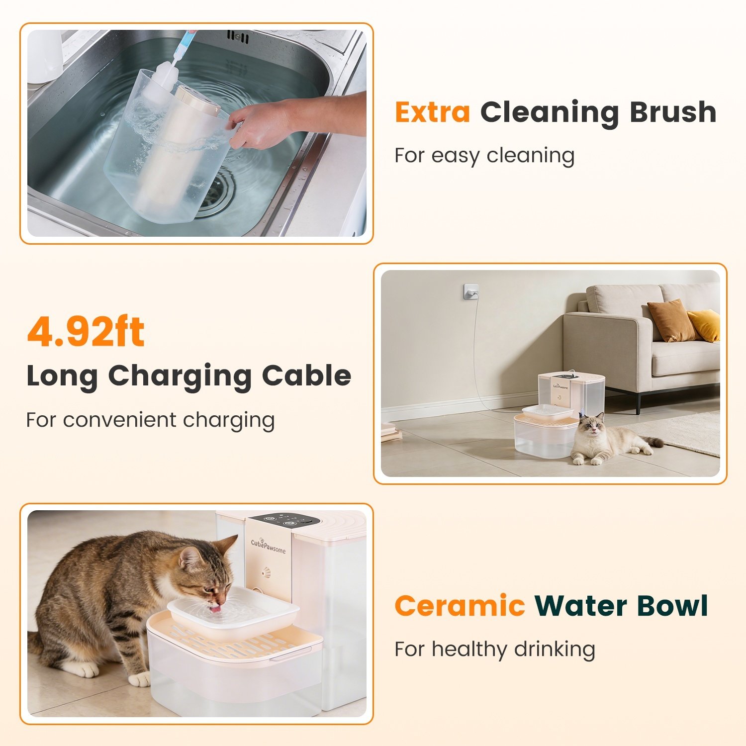 1 Fontaine à eau intelligente pour animaux – Distributeur automatique sans fil et rechargeable (4,5 L) avec remplissage autonome, 3 niveaux de débit, 3 intervalles de distribution, télécommande et brosse de nettoyage. - Image 2