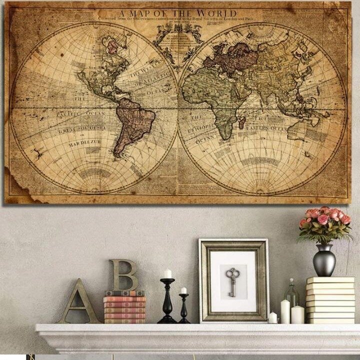 Toile peinte représentant la Terre – Affiche décorative pour salon
