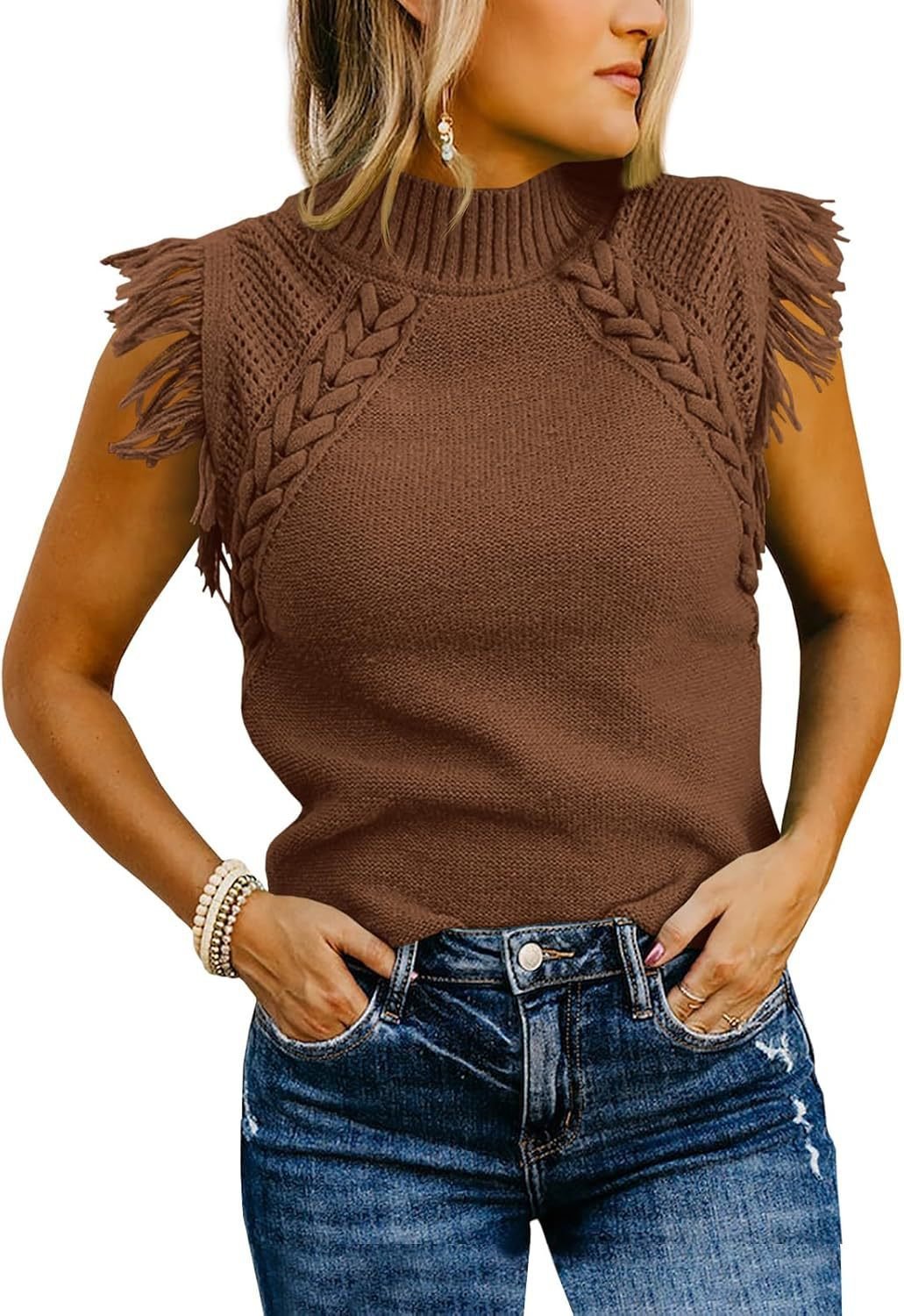 Gilet-pull sans manches en maille décontractée - Image 9