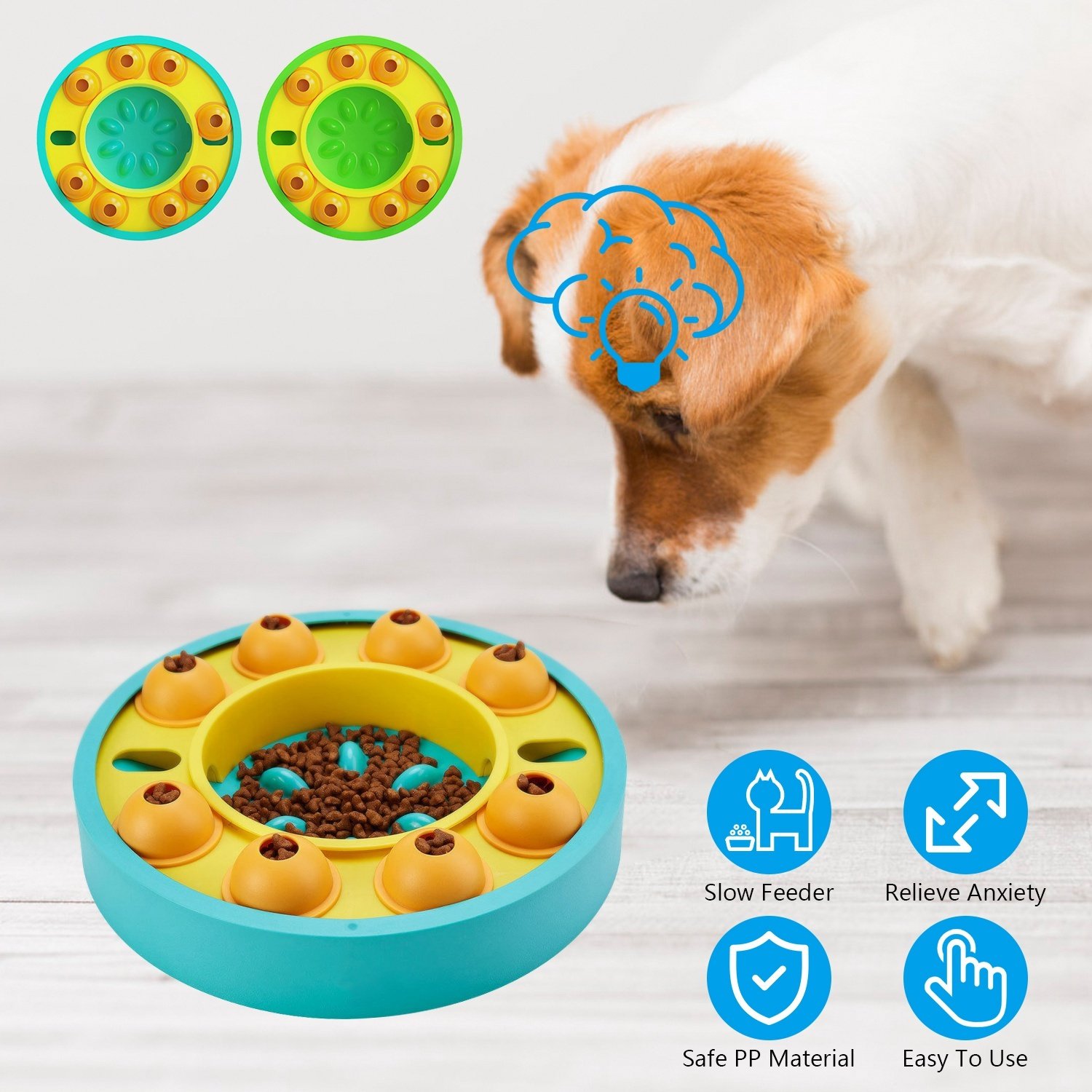 1 x Jouet interactif distributeur de friandises et gamelle anti-glouton pour chiens et chats – Jeu de réflexion pour l'entraînement du QI et la stimulation mentale (convient aux petites, moyennes et grandes tailles)