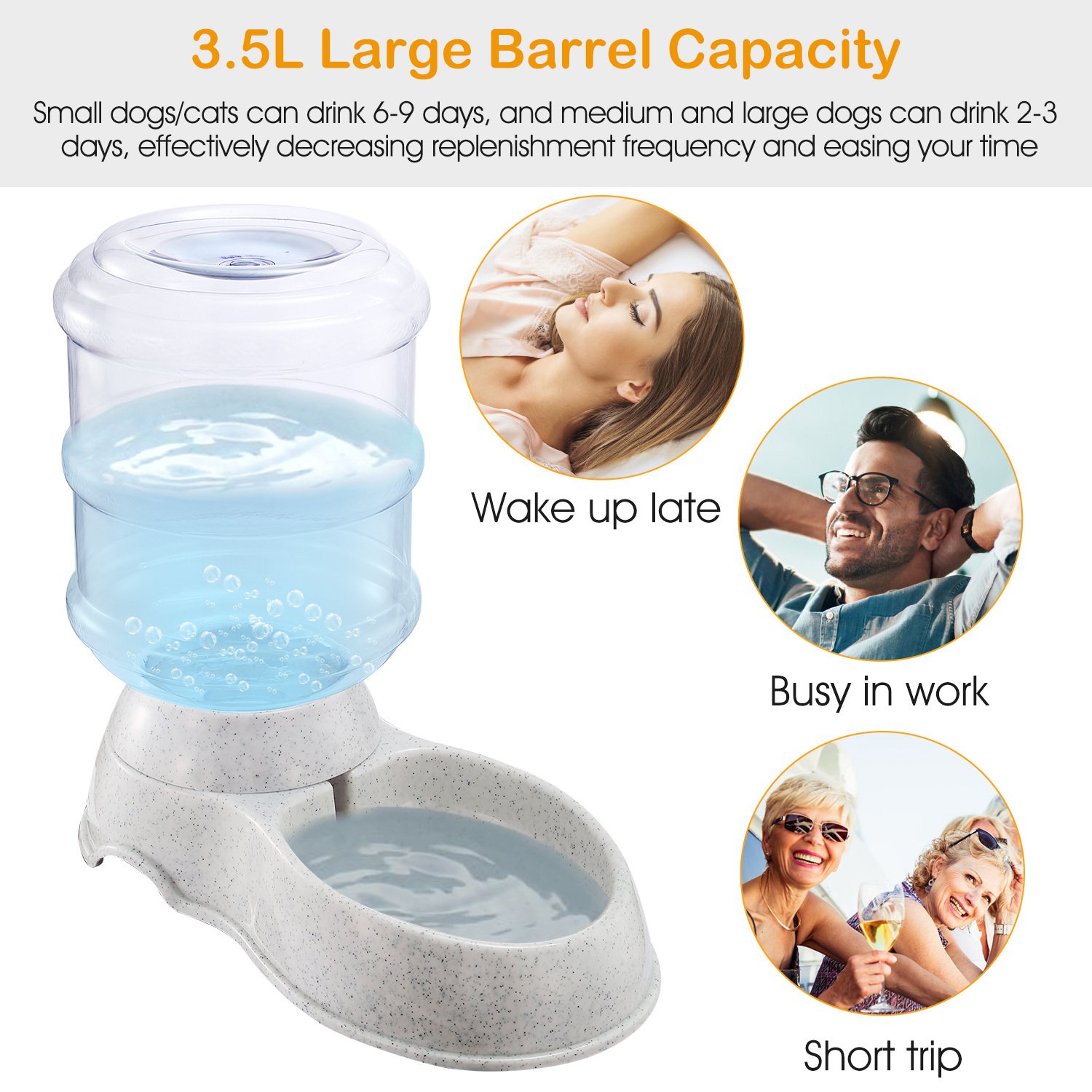 Distributeur d'eau pour animaux 3,5 L (1 gallon) – Abreuvoir automatique par gravité pour chiens et chats - Image 2