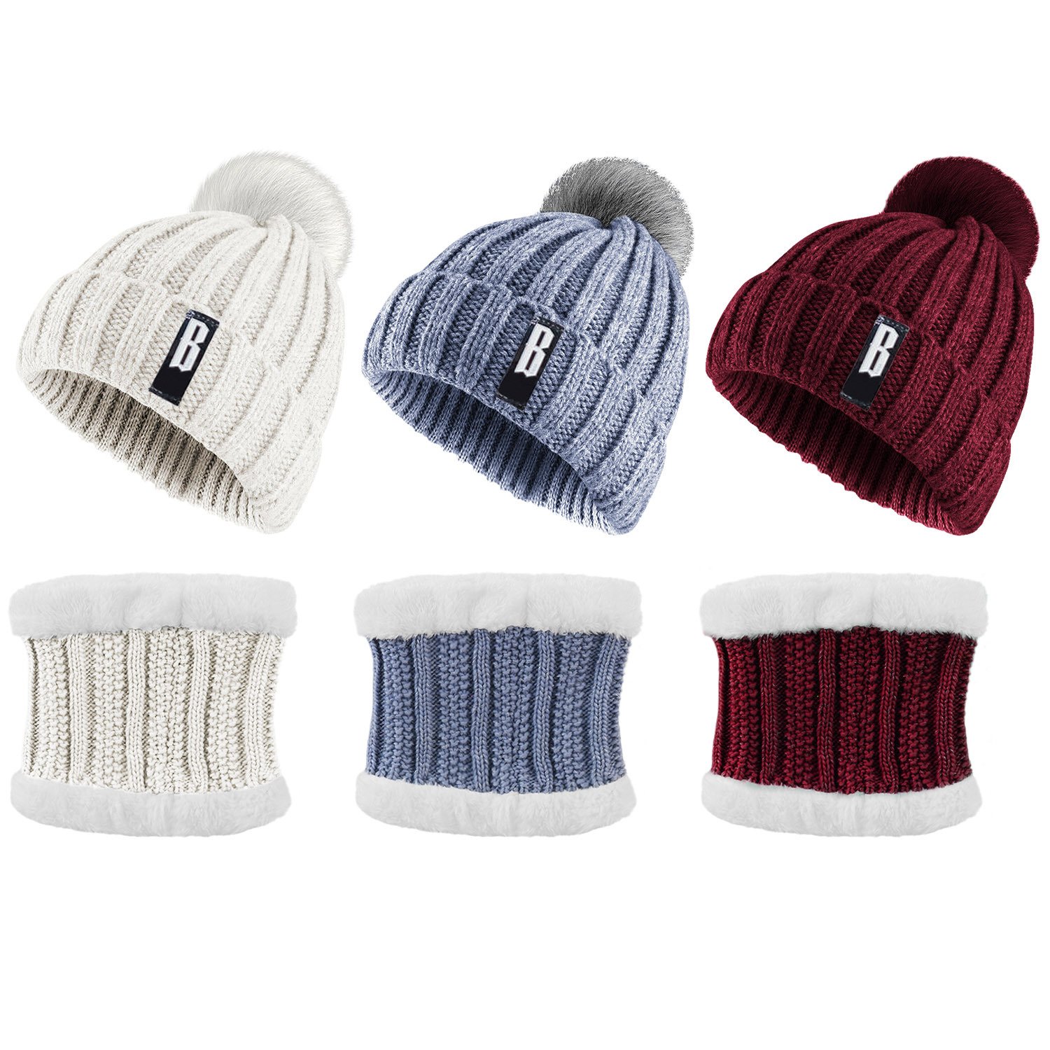 Ensemble bonnet et écharpe d'hiver pour femme – Bonnet en tricot chaud et tour de cou – Idéal pour la marche, la course, la randonnée, le camping et les activités de plein air – Idée cadeau - Image 5