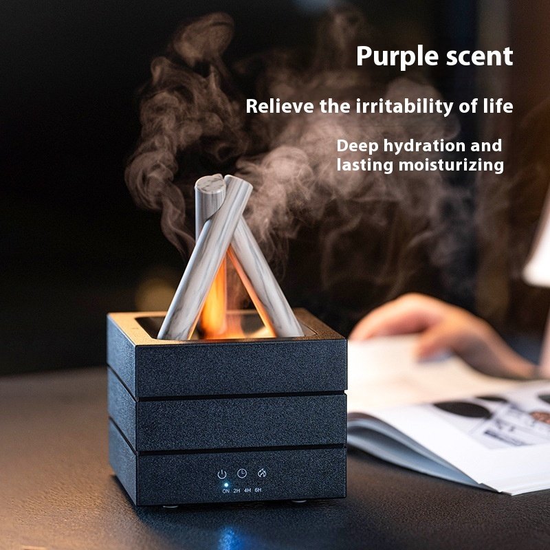 Humidificateur et diffuseur d'arômes USB de bureau avec effet de flamme – Diffusion intense de brume, compatible avec les huiles essentielles, éclairage LED 7 couleurs. - Image 7