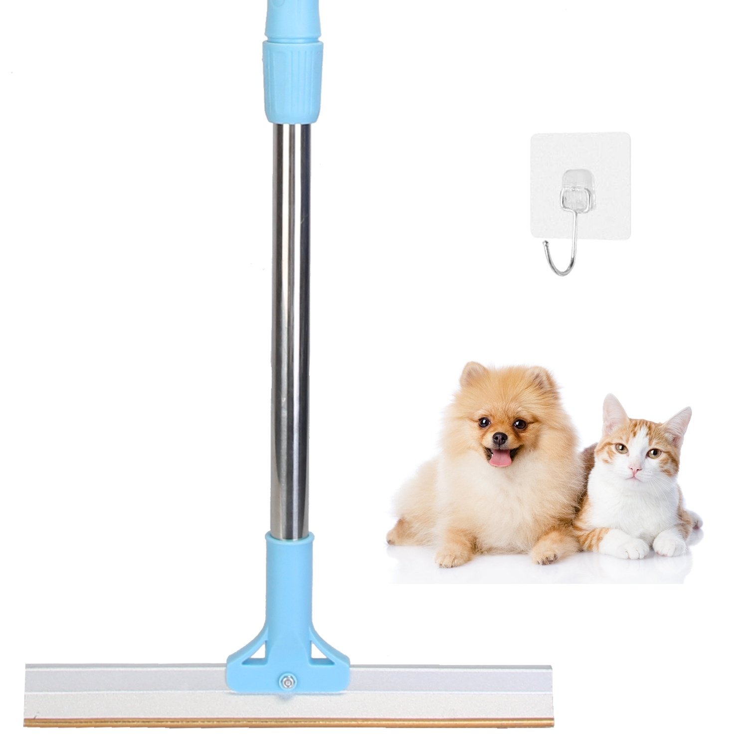1 Râteau anti-poils pour animaux avec manche télescopique réglable (138 cm) – Grattoir multi-surfaces pour poils de chien et chat, adapté aux tapis, moquettes, vêtements et canapés. - Image 4