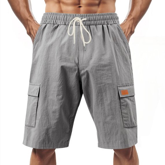 Short de sport et loisirs ample en lin uni avec cordon de serrage - Image 8