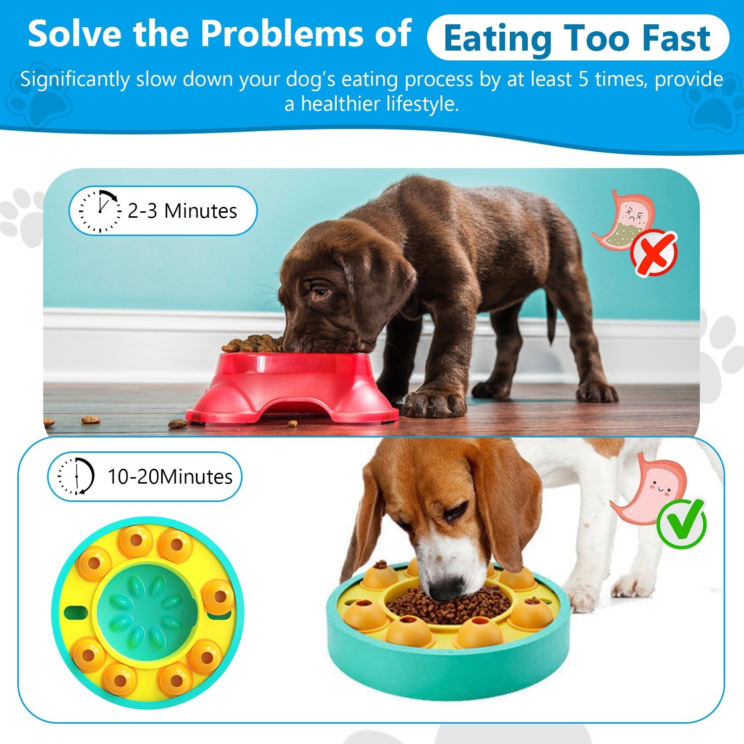 1 x Jouet interactif distributeur de friandises et gamelle anti-glouton pour chiens et chats – Jeu de réflexion pour l'entraînement du QI et la stimulation mentale (convient aux petites, moyennes et grandes tailles) - Image 9
