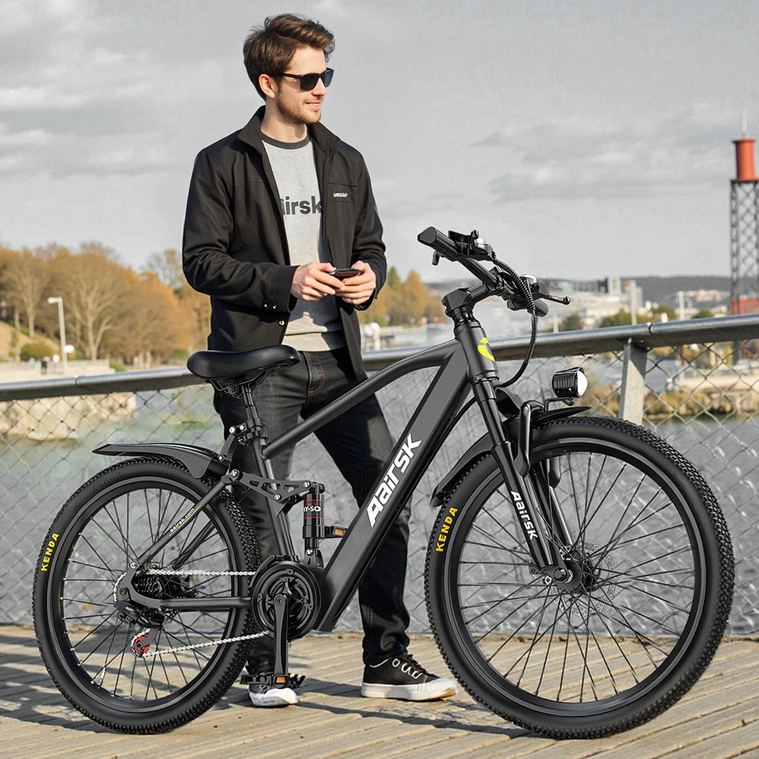 Vélo Électrique Aairsk GT900 - Double Suspension, 21 Vitesses