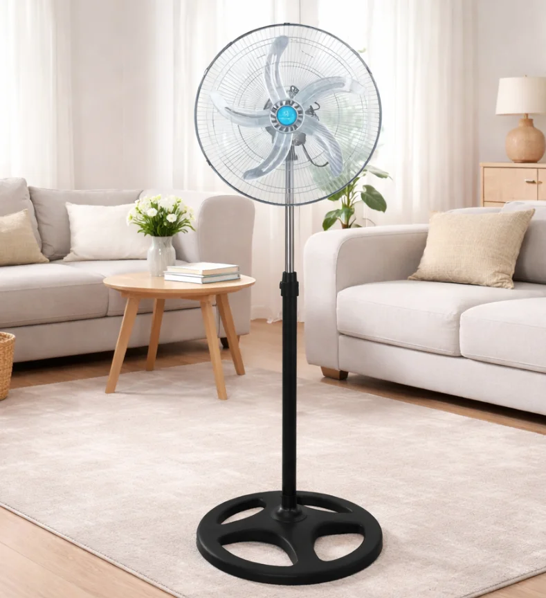 Ventilateur sur Pied Réglable - 5 Pales, Silencieux & Rotatif