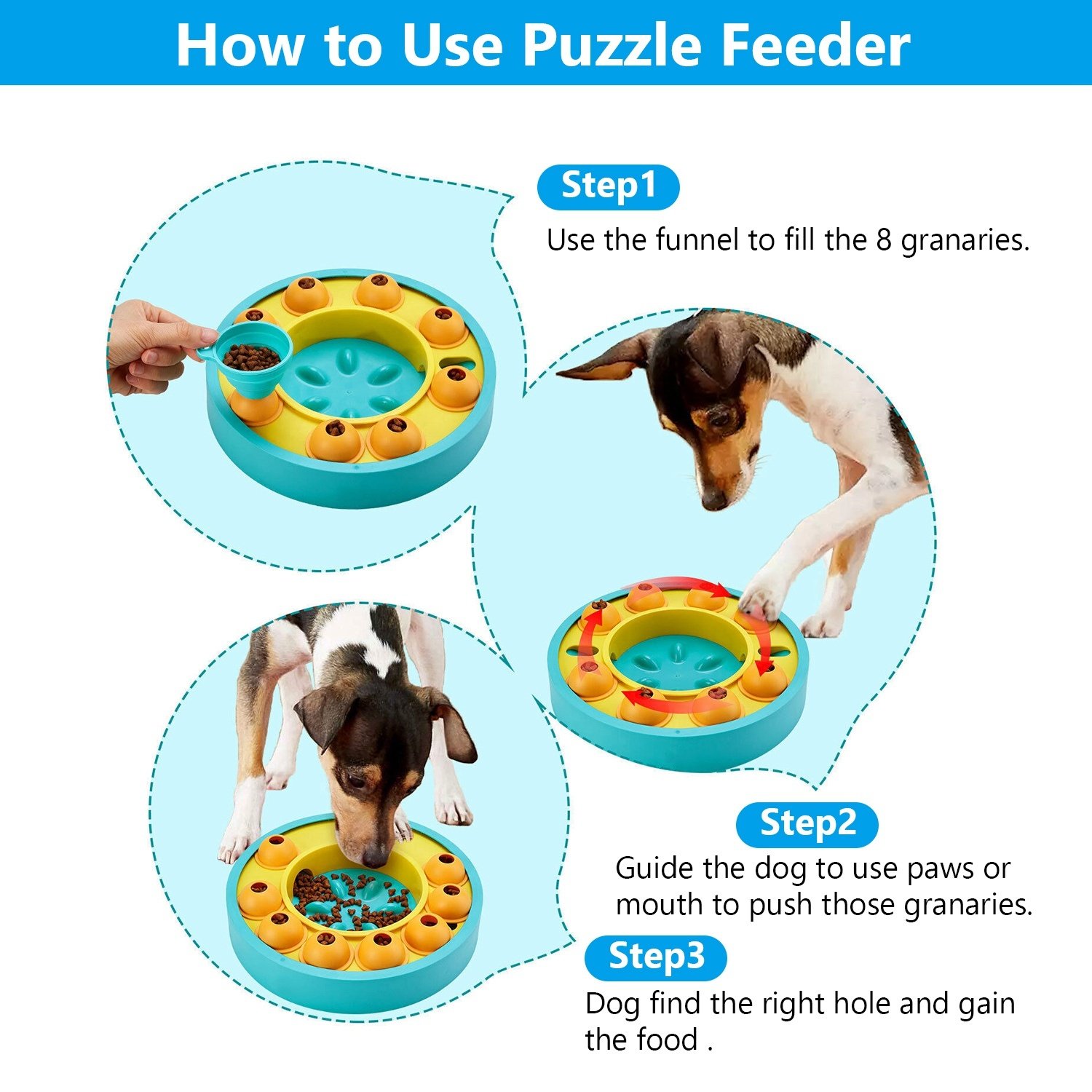 1 x Jouet interactif distributeur de friandises et gamelle anti-glouton pour chiens et chats – Jeu de réflexion pour l'entraînement du QI et la stimulation mentale (convient aux petites, moyennes et grandes tailles) - Image 5