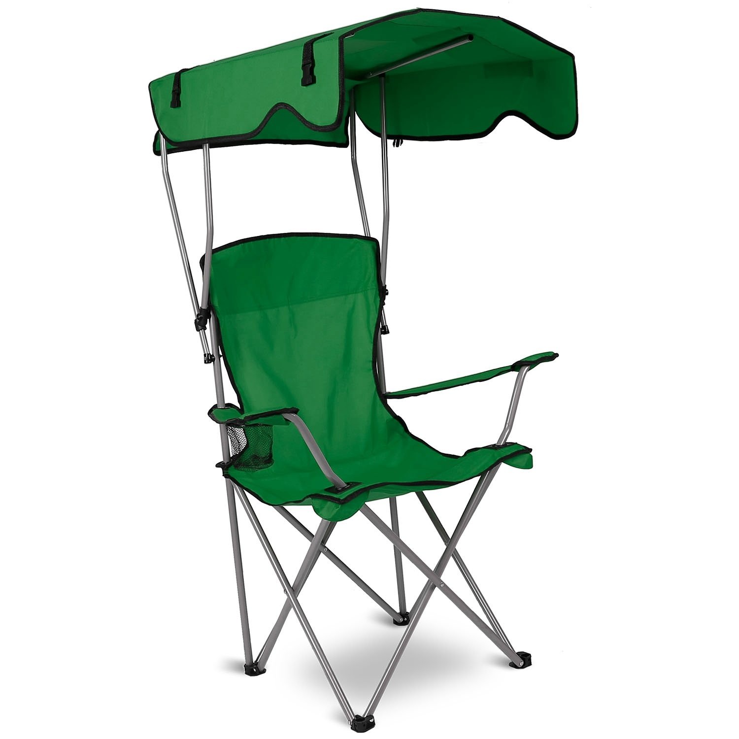 1 chaise de camping pliable avec auvent et porte-gobelet, charge maximale de 150 kg (330 lb), se replie en sac de transport, expédition FedEx - Image 2