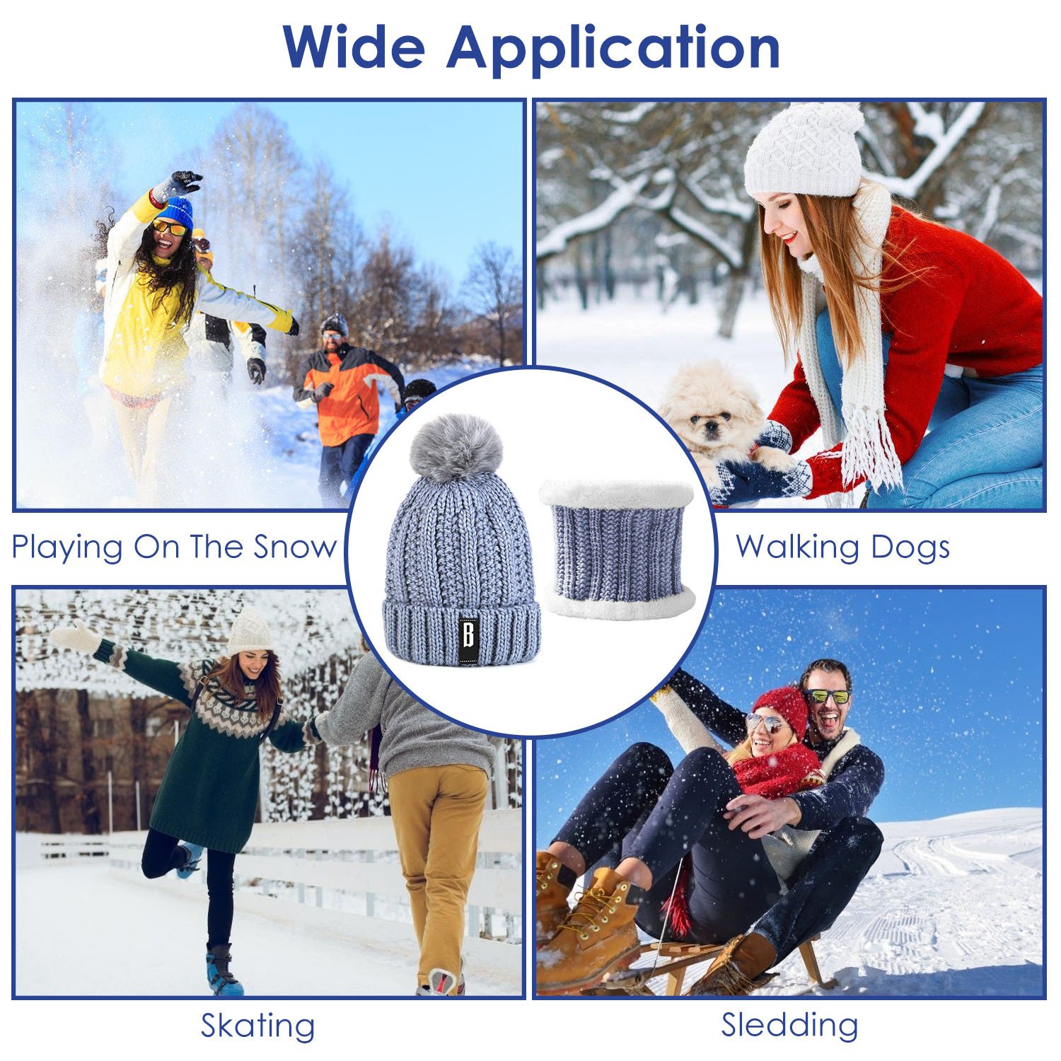 Ensemble bonnet et écharpe d'hiver pour femme – Bonnet en tricot chaud et tour de cou – Idéal pour la marche, la course, la randonnée, le camping et les activités de plein air – Idée cadeau - Image 7