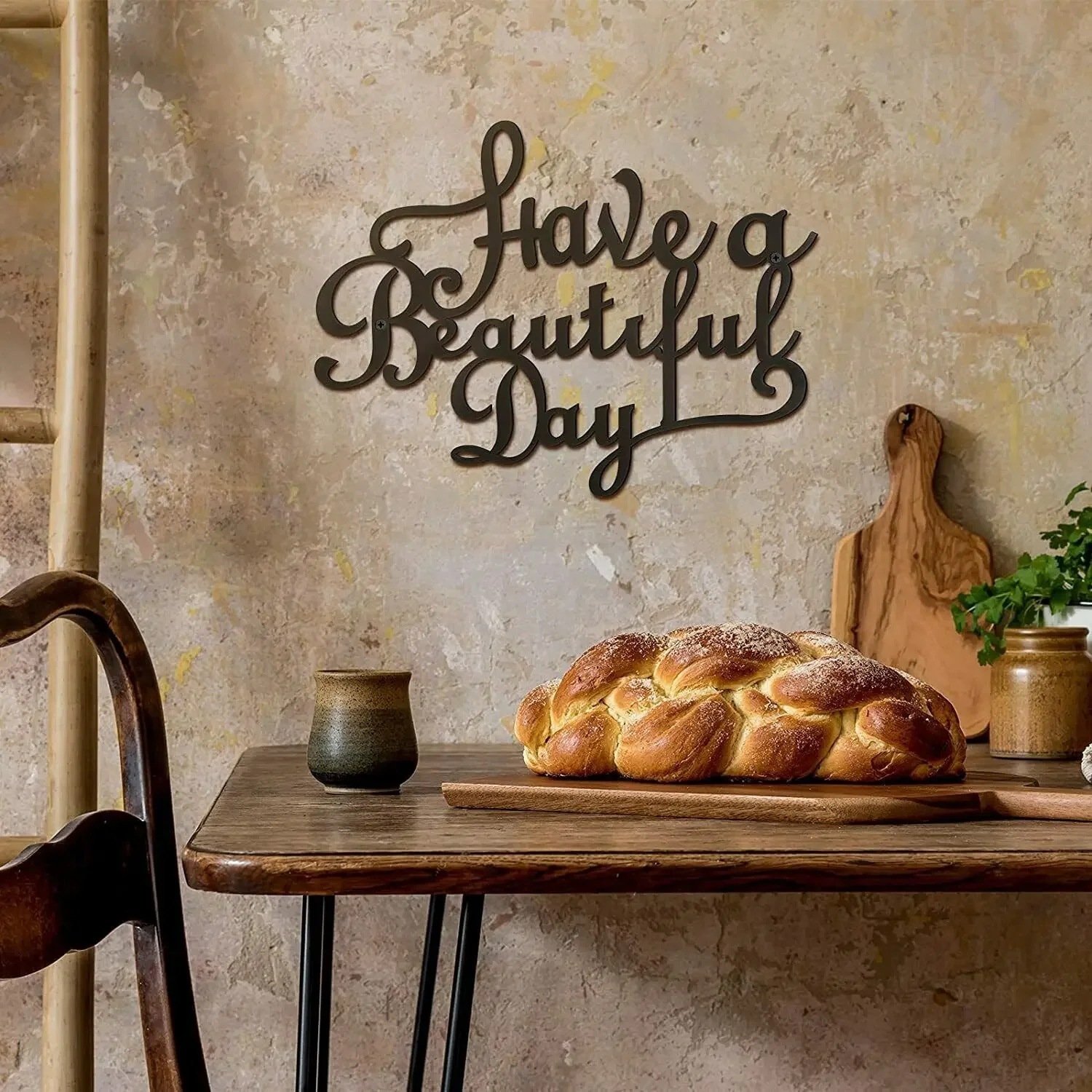 Décoration murale en fer « Have A Wonderful Day » (Passez une merveilleuse journée)