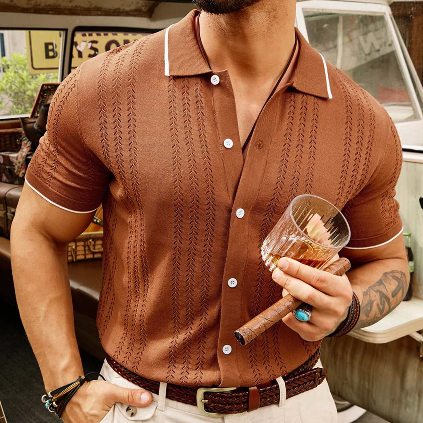 Polo à manches courtes pour homme – Haut d'été élégant et professionnel avec col boutonné - Image 7