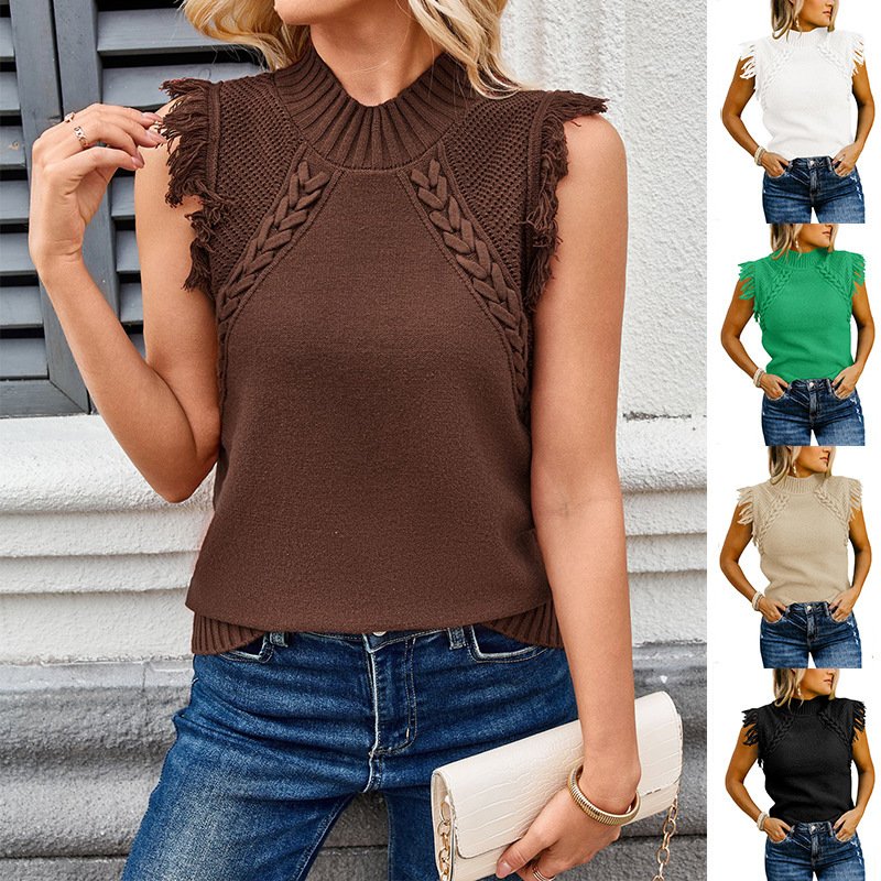 Gilet-pull sans manches en maille décontractée - Image 8