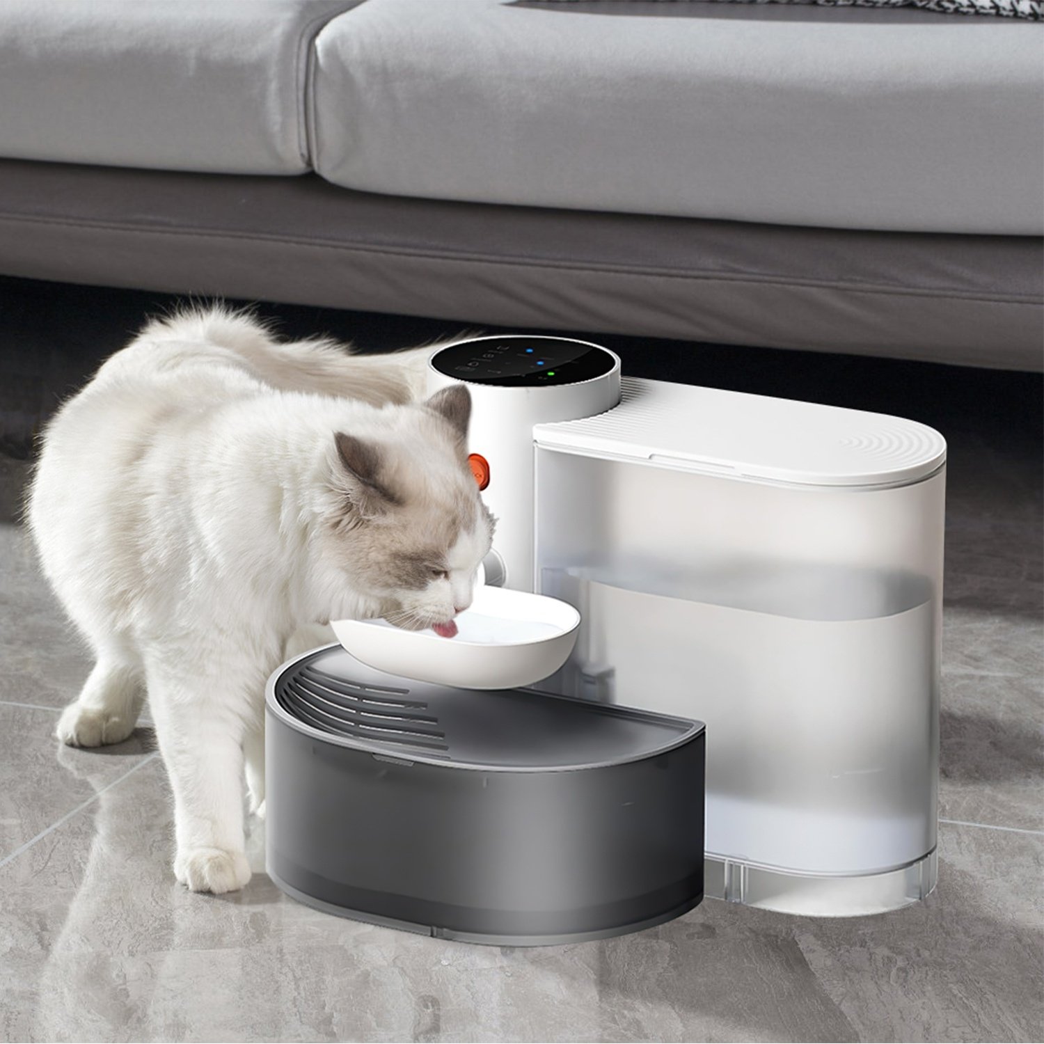 Fontaine à eau intelligente pour animaux (1 pièce) – Distributeur d'eau automatique sans fil et rechargeable pour chats et chiens (3 L) – Remplissage automatique avec 3 niveaux de volume, 3 intervalles de temps et commande tactile. - Image 2