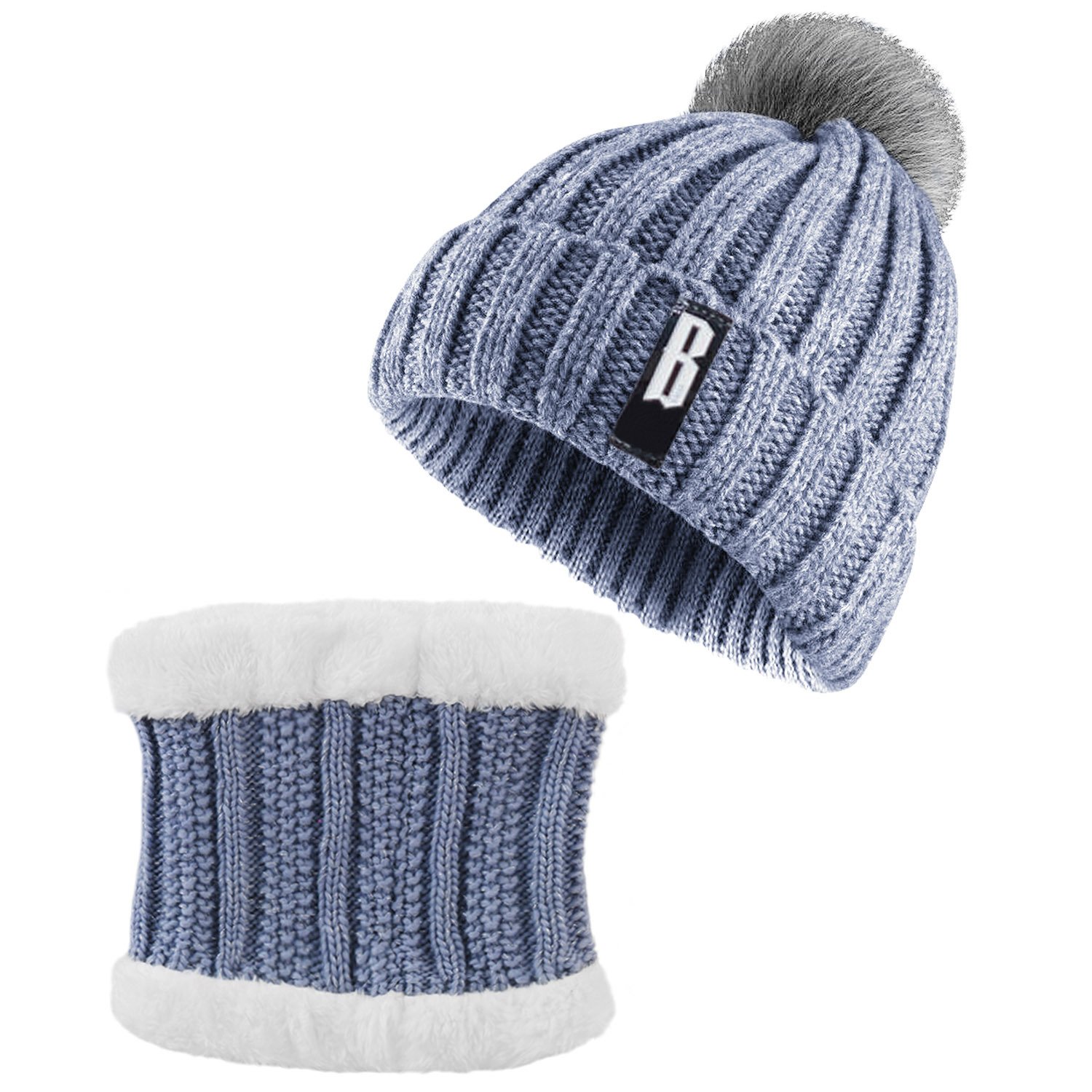 Ensemble bonnet et écharpe d'hiver pour femme – Bonnet en tricot chaud et tour de cou – Idéal pour la marche, la course, la randonnée, le camping et les activités de plein air – Idée cadeau - Image 4