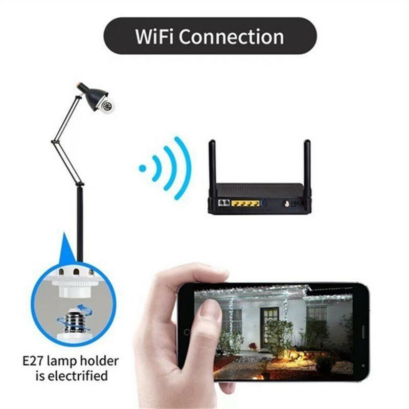 Caméra ampoule E27 infrarouge 1080P HD sans fil Wi-Fi pour la sécurité de la maison connectée - Image 4