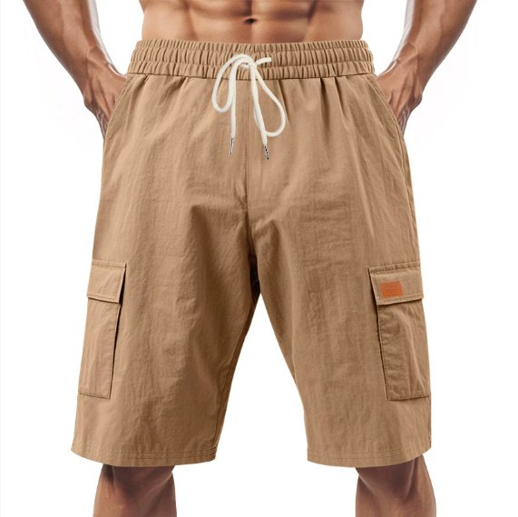 Short de sport et loisirs ample en lin uni avec cordon de serrage - Image 5