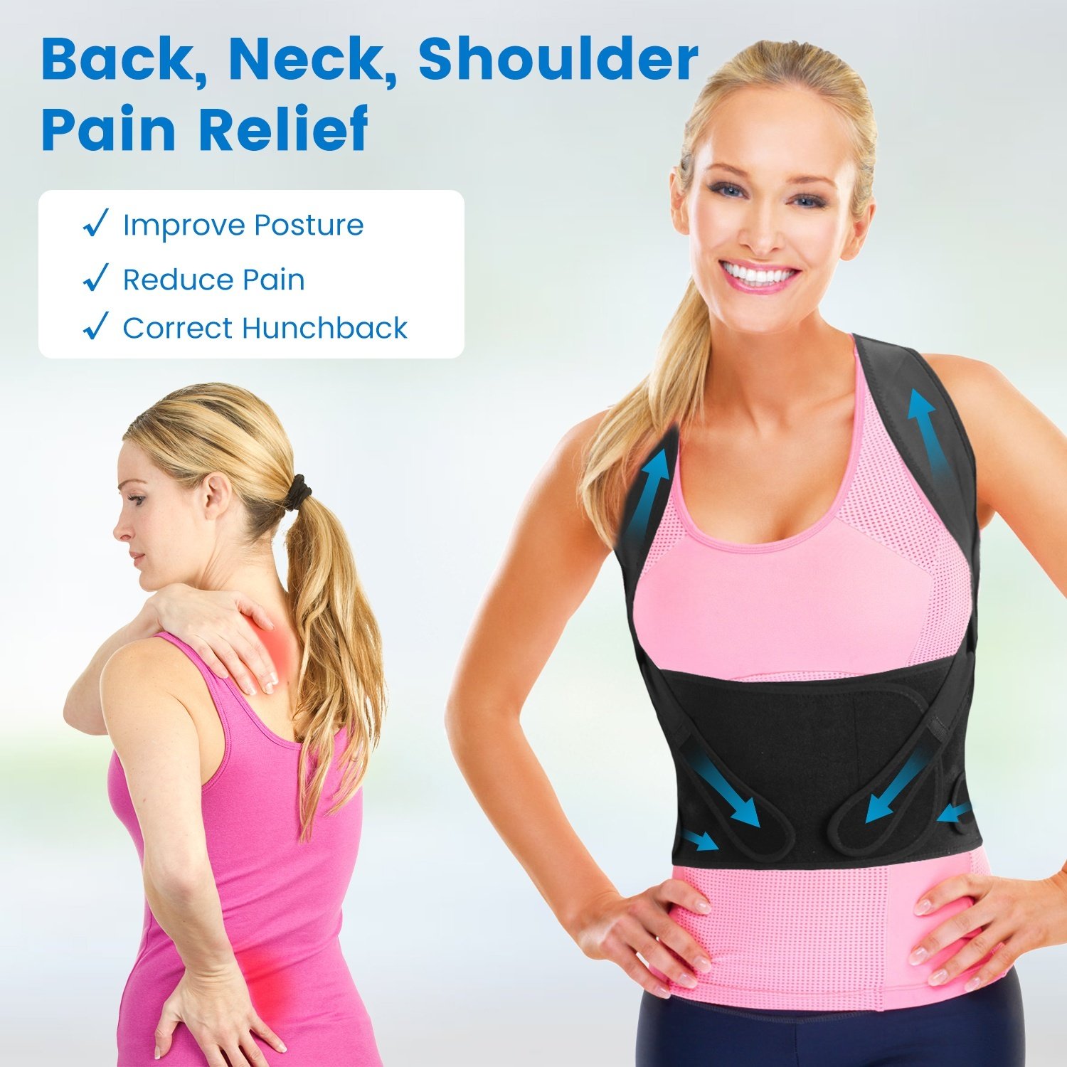 Correcteur de posture réglable pour hommes et femmes (3 tailles disponibles) – Redresse-dos pour corriger la cyphose et l'affaissement des épaules – Invisible sous les vêtements – Soulagement des douleurs du haut du dos - Image 3