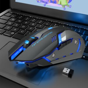 Souris de jeu silencieuse avec recharge sans fil