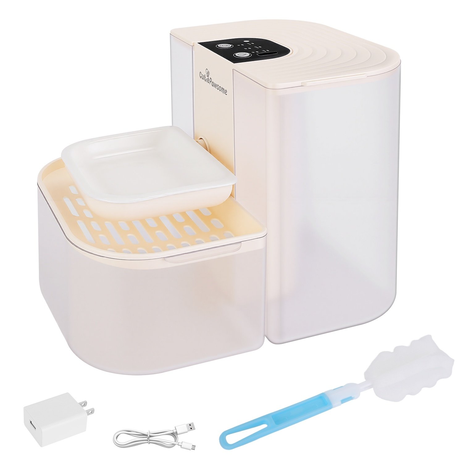 1 Fontaine à eau intelligente pour animaux – Distributeur automatique sans fil et rechargeable (4,5 L) avec remplissage autonome, 3 niveaux de débit, 3 intervalles de distribution, télécommande et brosse de nettoyage. - Image 8