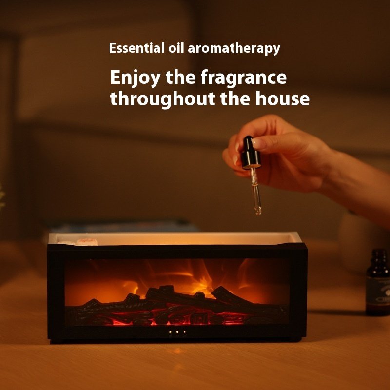 Diffuseur d'huiles essentielles effet flamme avec éclairage multicolore – Humidificateur domestique à grand débit de brume et effet cheminée 3D - Image 3