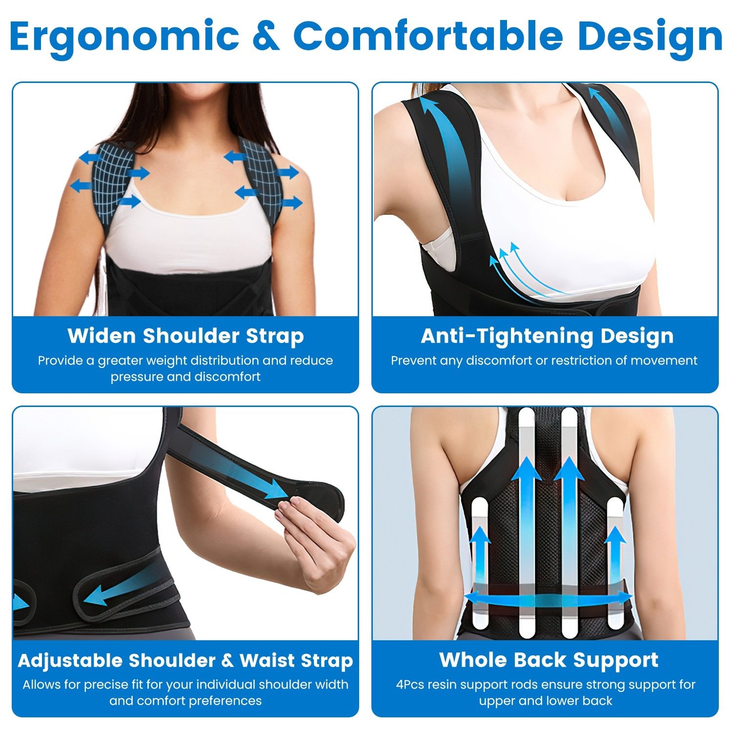 Correcteur de posture réglable pour hommes et femmes (3 tailles disponibles) – Redresse-dos pour corriger la cyphose et l'affaissement des épaules – Invisible sous les vêtements – Soulagement des douleurs du haut du dos - Image 6