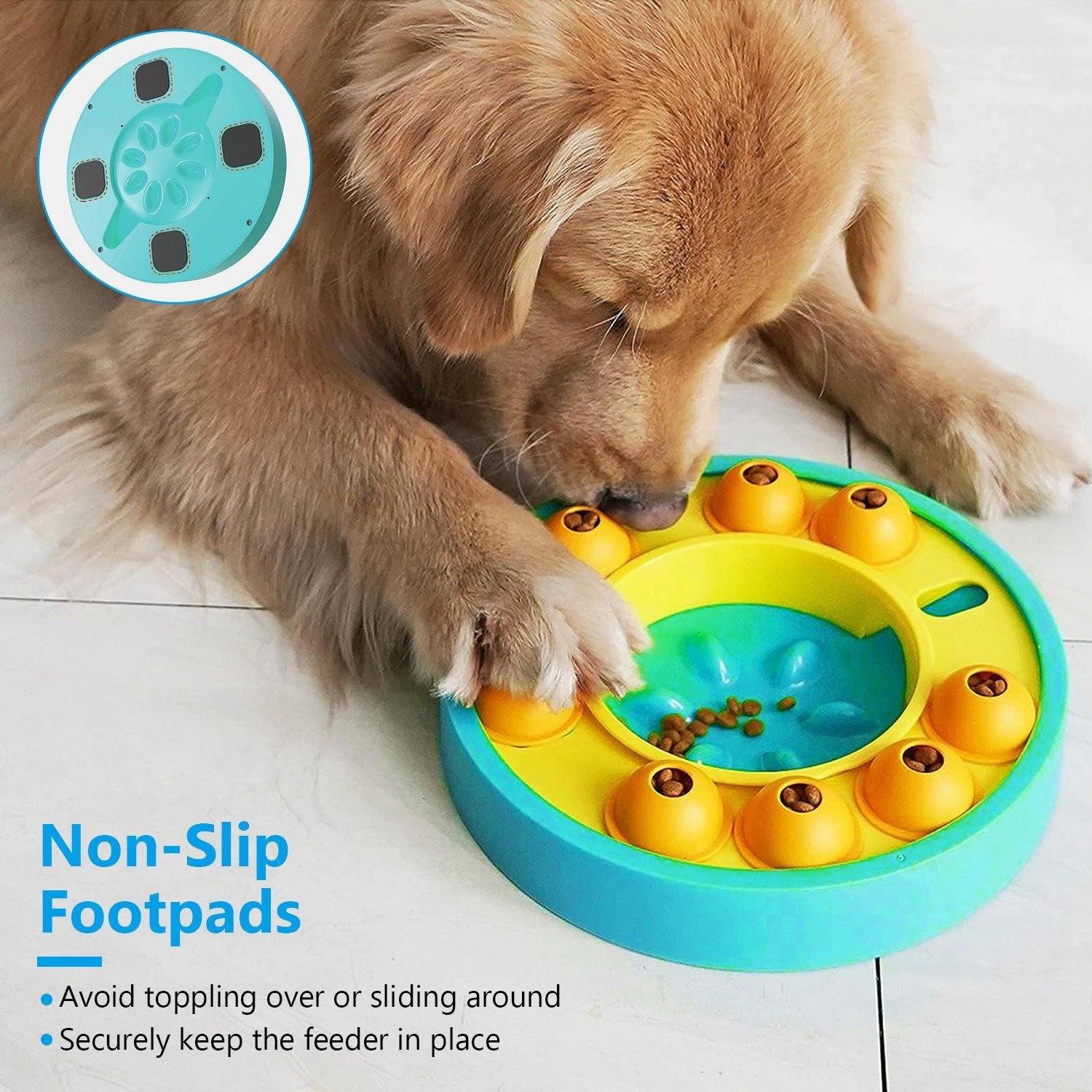 1 x Jouet interactif distributeur de friandises et gamelle anti-glouton pour chiens et chats – Jeu de réflexion pour l'entraînement du QI et la stimulation mentale (convient aux petites, moyennes et grandes tailles) - Image 3