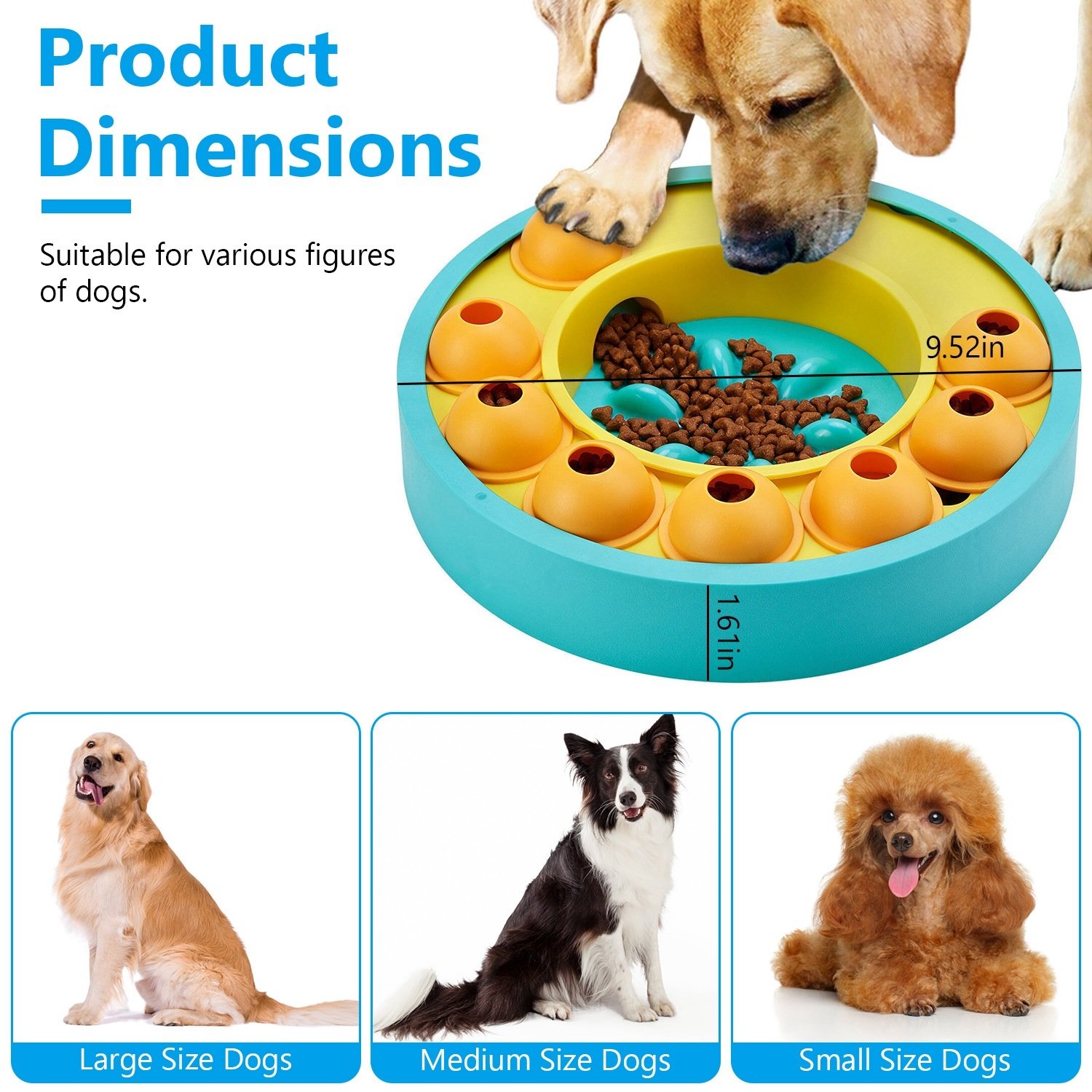1 x Jouet interactif distributeur de friandises et gamelle anti-glouton pour chiens et chats – Jeu de réflexion pour l'entraînement du QI et la stimulation mentale (convient aux petites, moyennes et grandes tailles) - Image 10